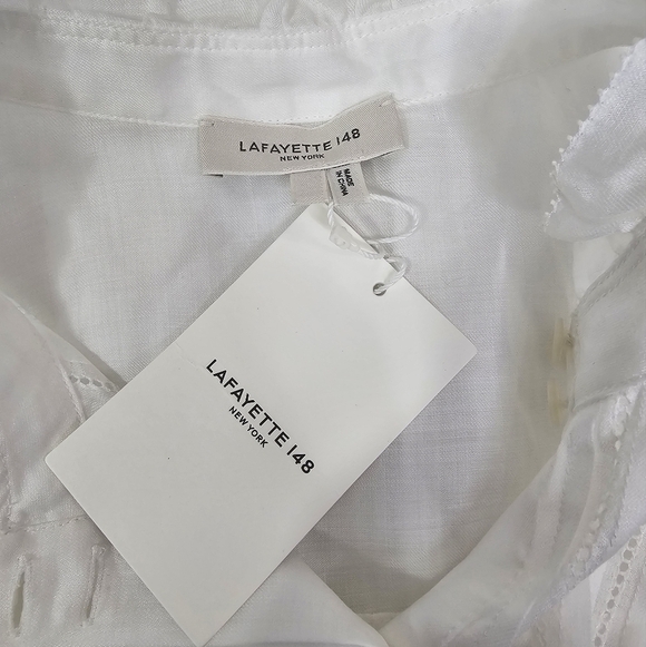 Lafayette 148 NY Raines Blouse White NWT Size Medium - Picture 9 of 13